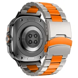 Men's Premium Stainless Steel Business Watch Band - Metal Strap with Elegant Design - Ultra 47mm 2024 2025 (Titanium Orange - B)