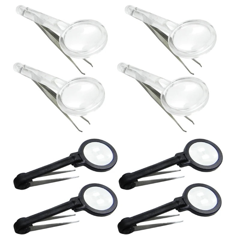 

Pack of 4 Glass with Tweezers Loupe Multifunctional Magnifier Tool
