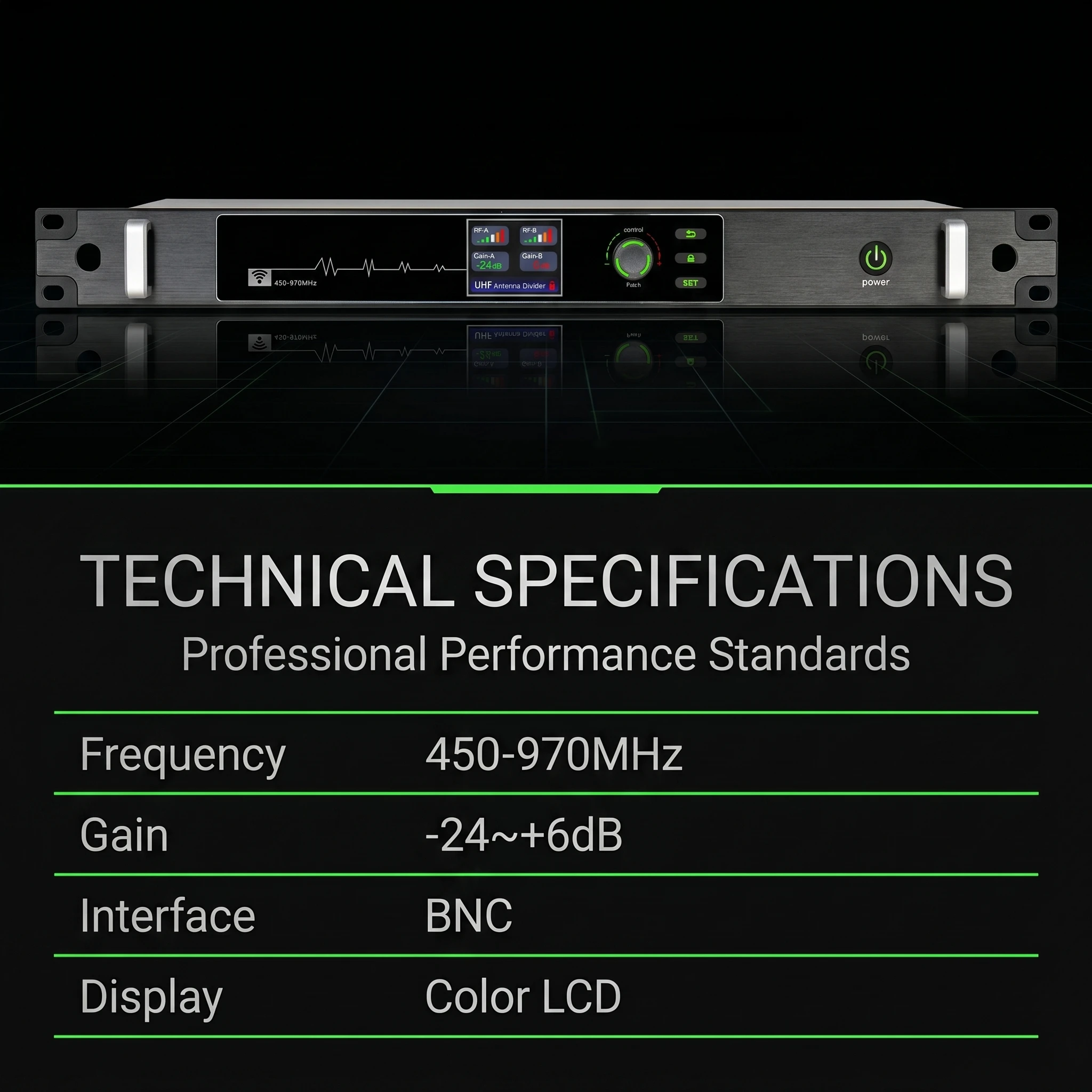 폴킷슨 AT-16pro UHF 안테나 분배 시스템 450-970MHz 무선 마이크 안테나 증폭기 분배기 (스테이지 라이브용)