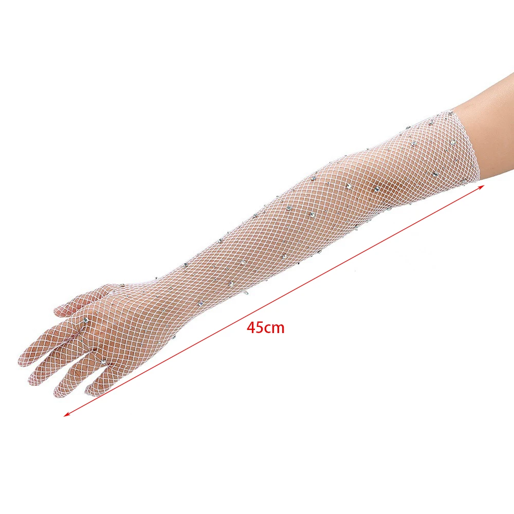 New Mesh Long Mittens Party Dress Cosplay Fishnet Gloves Punk Hip Hop Dance Costume Performance Gloves Party
