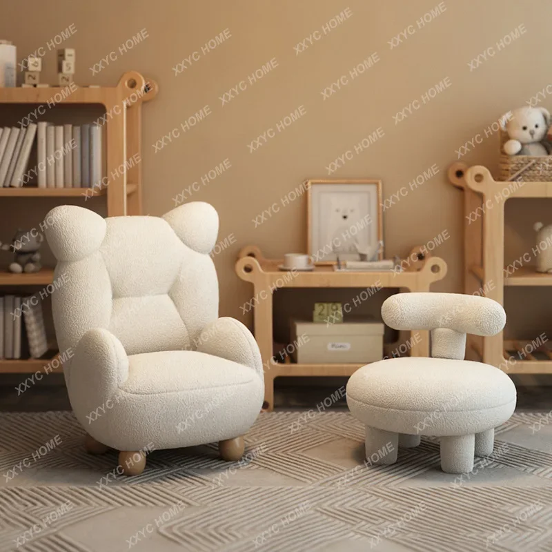 Lamb Velvet Cream Children's Bear Sofa Chair Dining Cute Baby Single Cartoon Seat Mini Lazy Small Sofa Modern Library Furniture kids bear plush character chair comfy armrest chair for home children sofa cartoon toy lazy sofa cute baby small sofa seat