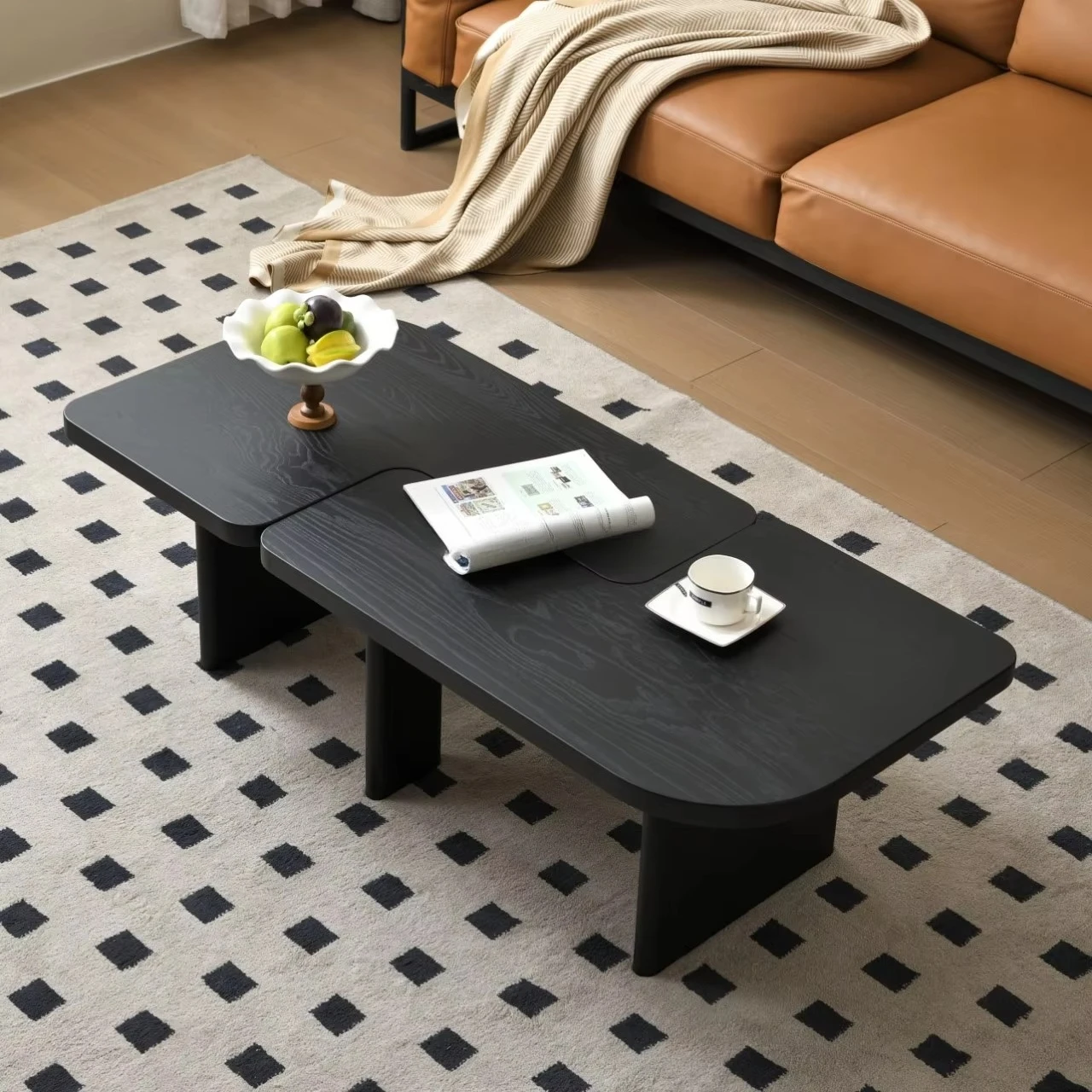 Kostenlose Kombination Couchtisch, kreatives, hochwertiges Wohnzimmer aus schwarzem Holz