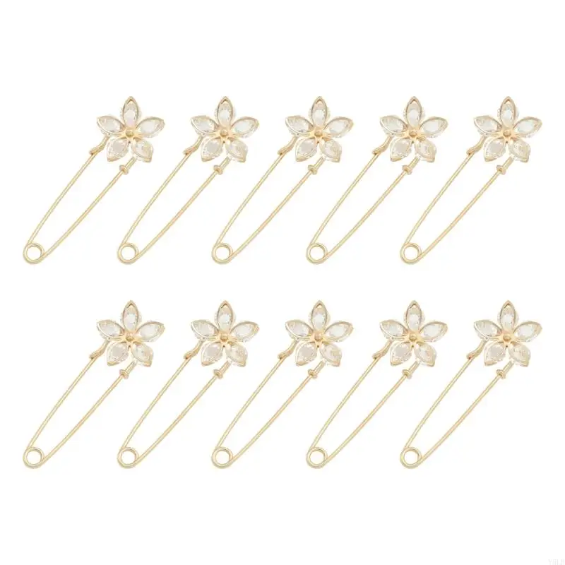 Y5LB 10pcs 꽃 모양 안전 핀 청바지 허리 조임기 가디건 칼라 클립 장식 브로치 스웨터 의류 핀