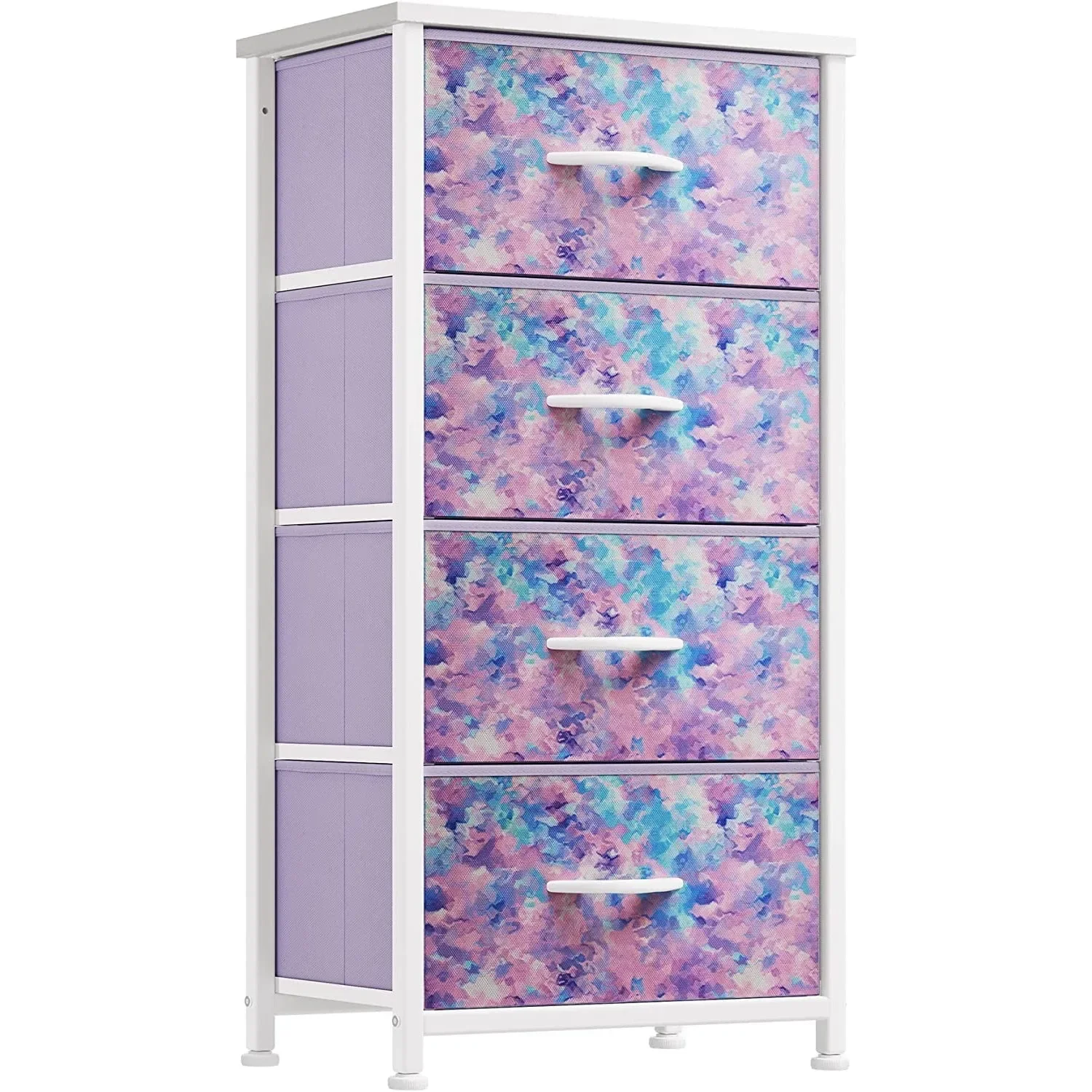 

Dresser w/ 4 Drawers - Storage Tower Unit, Dresser for Bedroom, Living Room, Closets - Steel Frame, Wooden Top & Fabric Bins