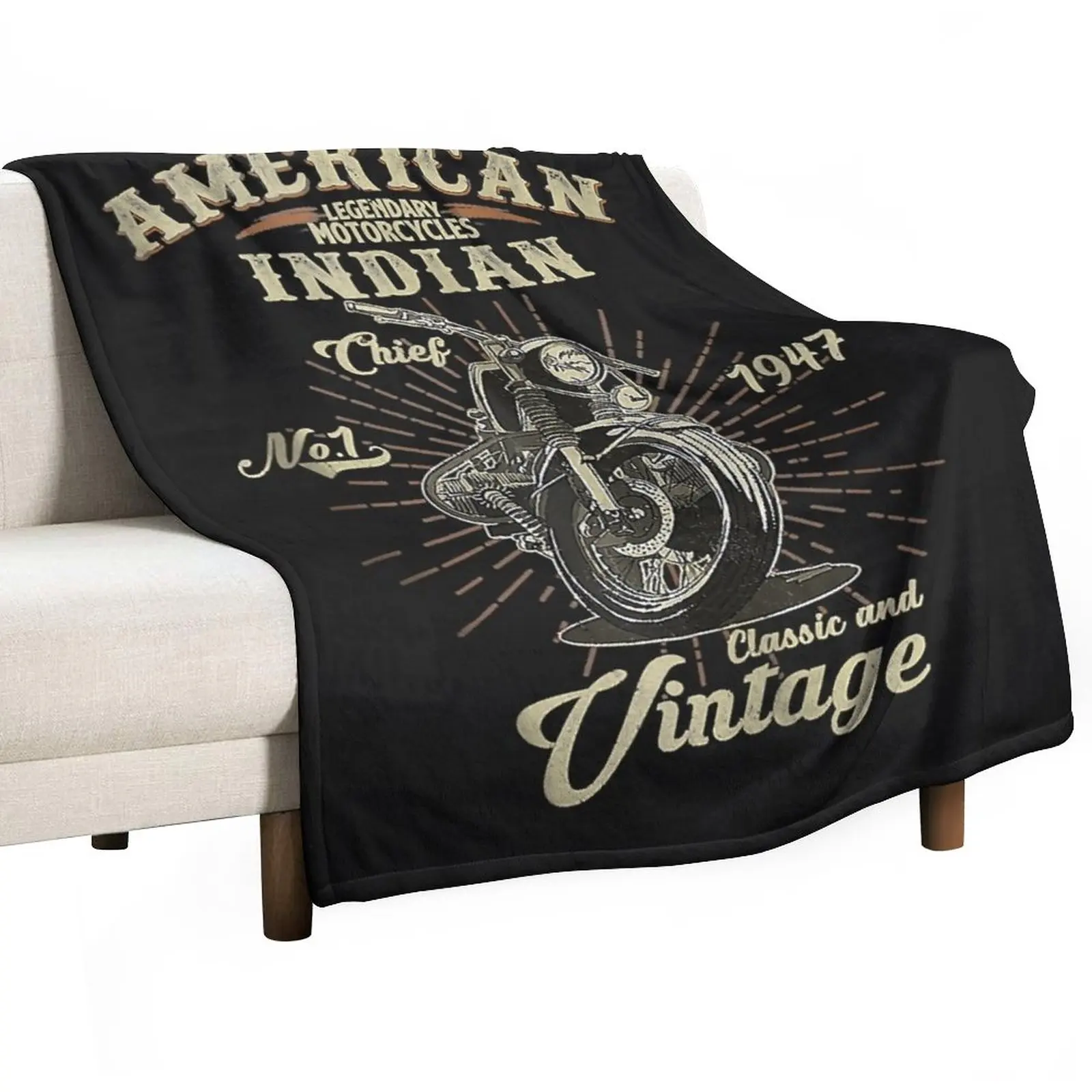 

Vintage American Motorcycle Indian for Old Biker Gifts Throw Blanket Luxury St Bed for winter Blankets