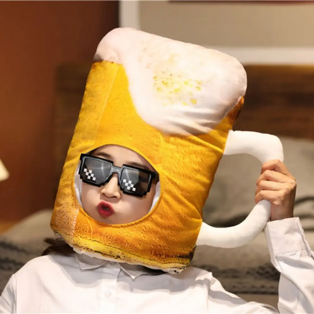 Creative Plush Funny Beer Hat Photo Props Soft Cute Beer Hat Novelty Plush Cap Kids