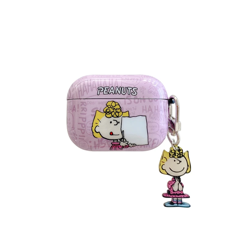 Bonita funda para auriculares con dibujos animados de Snoopy, Charlie Brown y Lucy para AirPods 1, 2, 3 Pro 2021, funda protectora IMD para auriculares inalámbricos Bluetooth