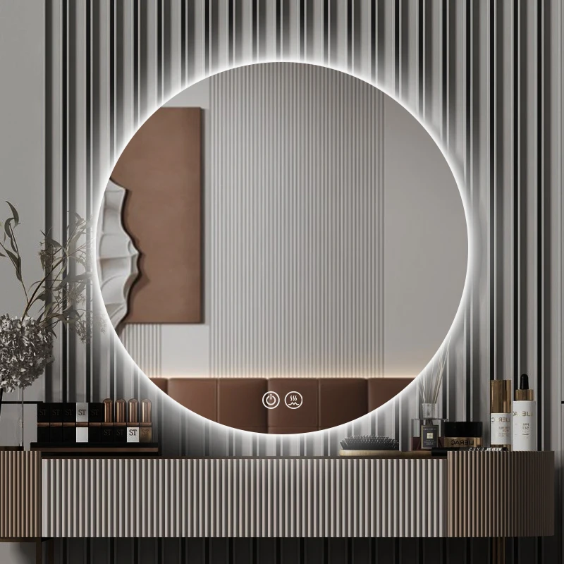Tanie Fogless inteligentne lusterko ciepłe białe światło projekt lustro łazienkowe jubiler