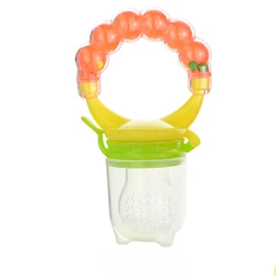 Silicone BPA-Free Baby Fruit Feeder and Food Spoon Set (Orange)