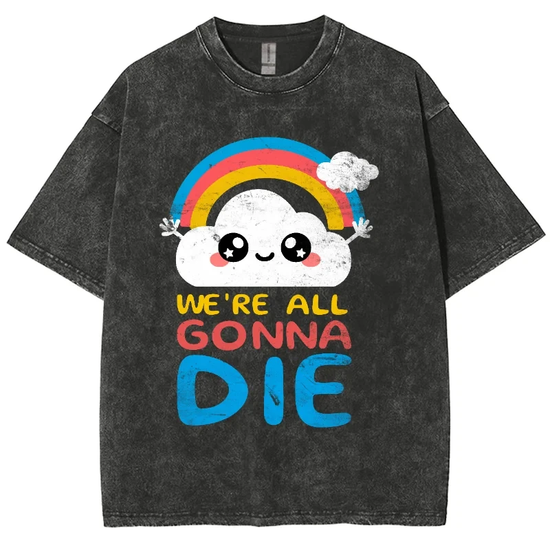 Mens Cotton T Shirt Y2K Men Women Unisex Harajuku Washed T-Shirt Streetwear Retro Cotton T Shirts