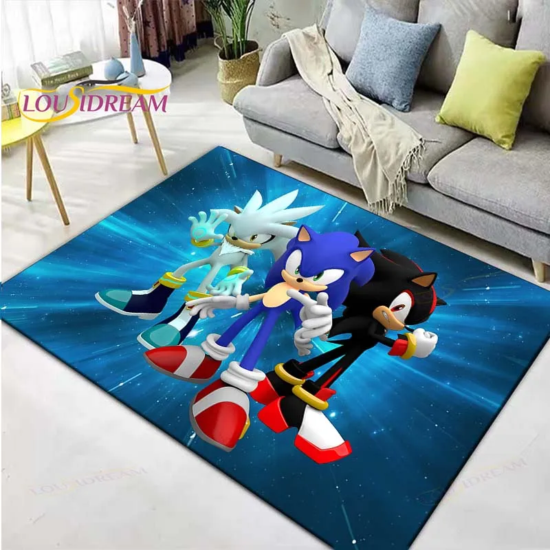 Floor Mat Kids Carpet Decorative Carpet Anime Characters S-Sonics Carpet Living Room Home Sofa Decoration Children Game Large Decor Yoga Mat