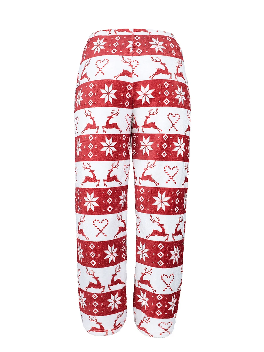 

Women Christmas Pj Pants Snowflake Santa Claus Gnome Print Drawstring Waist Wide Leg Pajama Bottoms Holiday Sleep Trousers