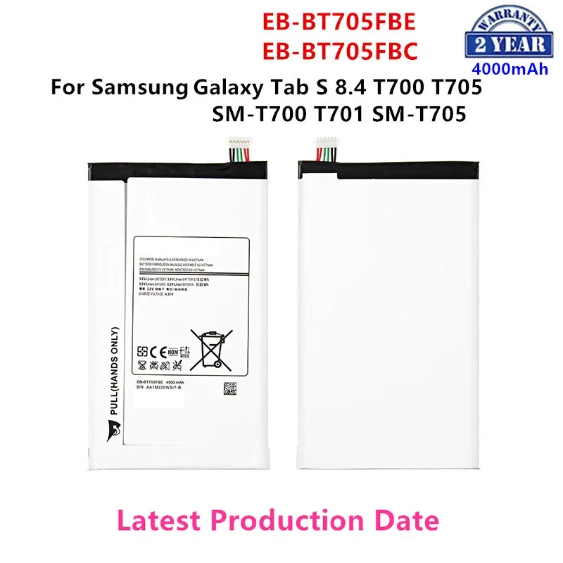 Совершенно новый планшетофон Φ 4900 мАч аккумулятор для Samsung Galaxy Tab S 8,4 T700 T705 T700 T701 EB-BT705FBE