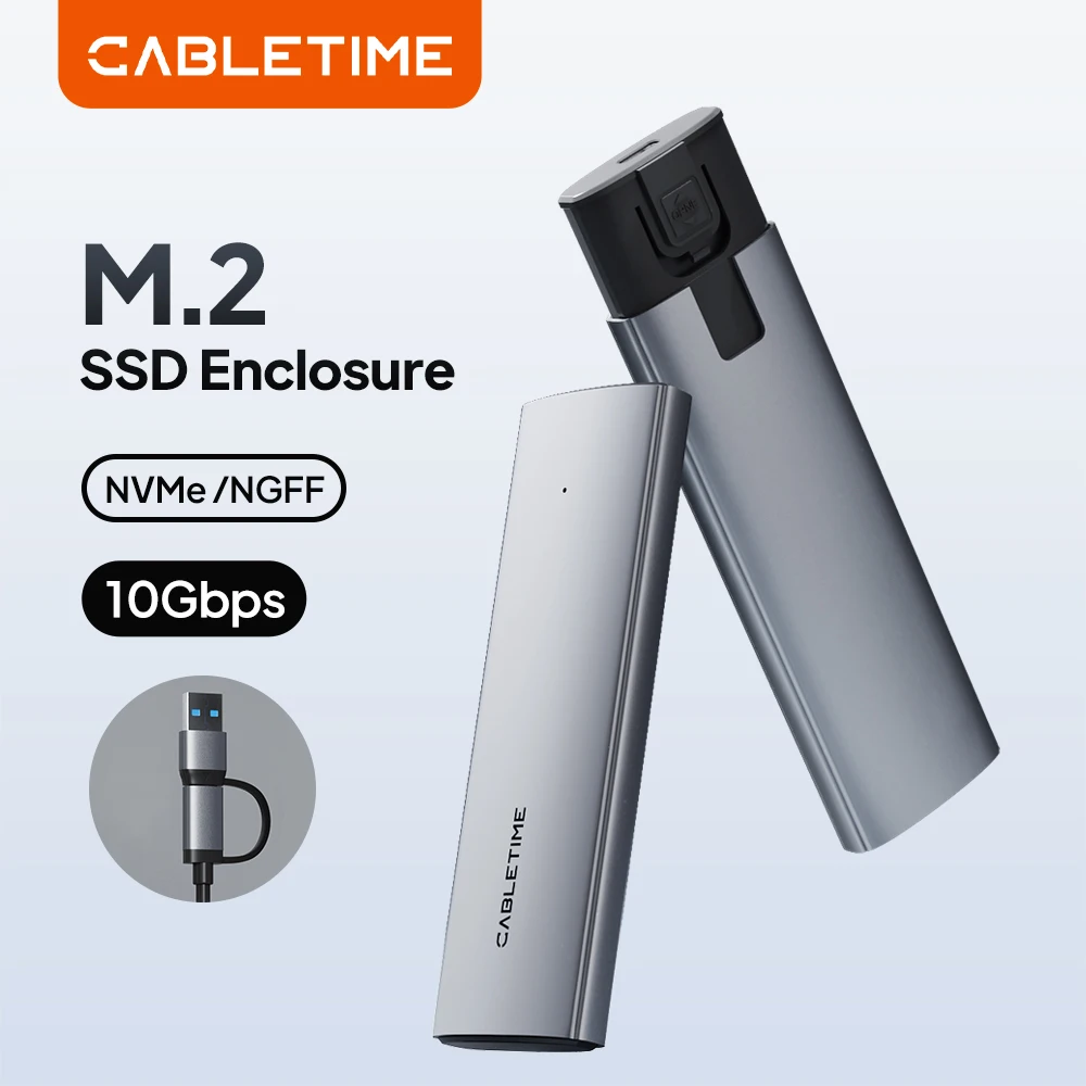 케이블타임 USB C NVMe PCIe SSD 인클로저 Gen2 10Gbps M...