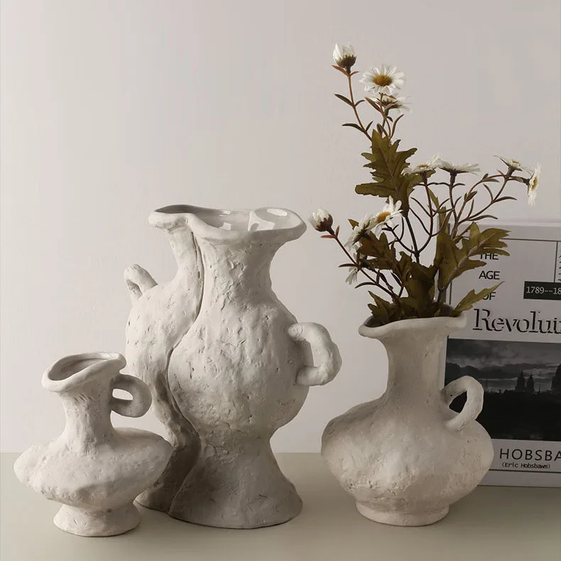 Simple wabi-sabi embryo ceramic clay vase pottery decorative
