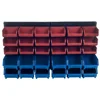 Garage Storage Bins Wall Mount Tool Organizer Bins Kit Red Blue Plastic Shelf Bin Box 3