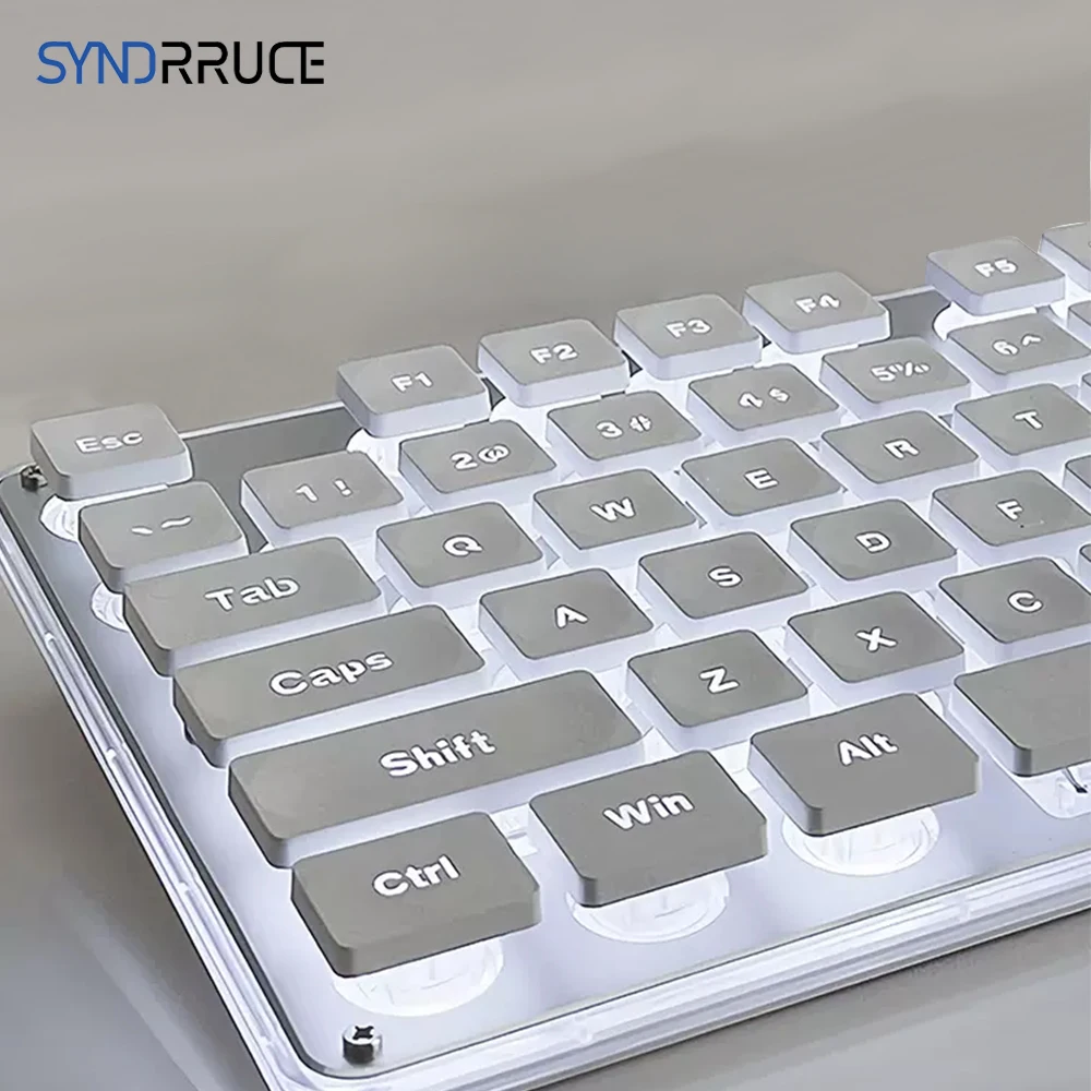 

Wired Wireless Bluetooth Dual Mode Office Silent Keyboard Mechanical Feel 104 Keys Water Drop Bearing RGB Backlight Ergonomics