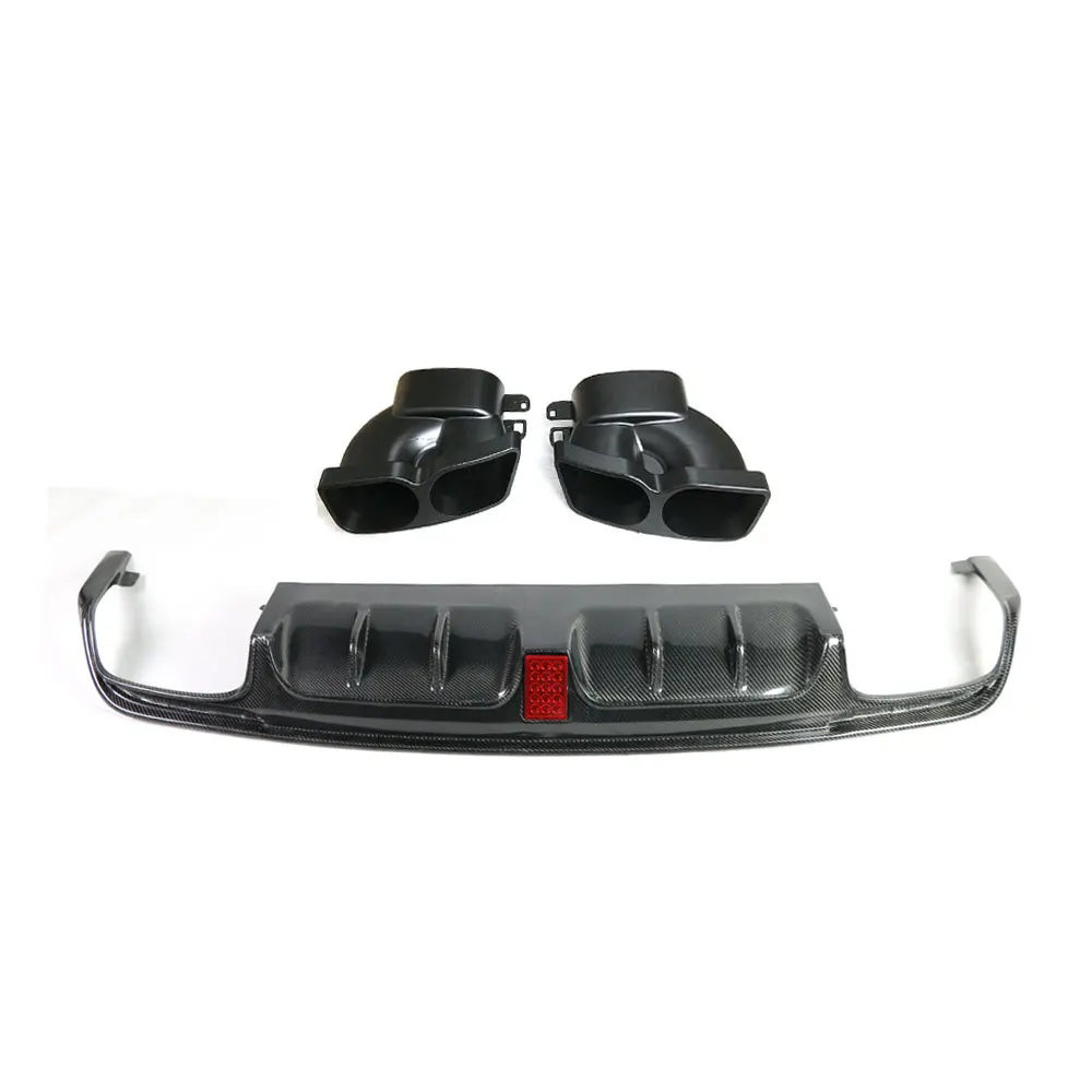 

Carbon Fiber Rear Bumper Lip Diffuser Spoiler with Exhaust Muffer Tips For Mercedes Benz S Class W222 S63 S65 AMG 13-19 B Style