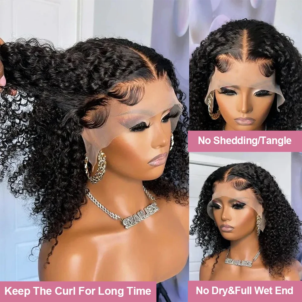 Short Water Curly Bob Wig Human Hair 100% 7x5 13x4 Ready To Wear And Go Glueless Wigs 13x6 HD Deep Wave Frontal Wigs For Women 3