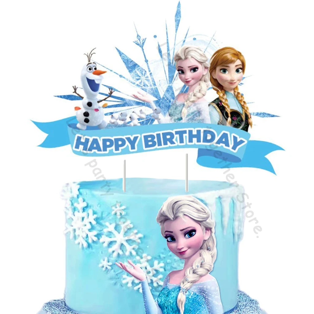 

Disney Frozen Princess Cake Topper Party Supplies Anna Elsa Girls Birthday Party Decoration Kid Anniversary DIY Cake Insert Gift