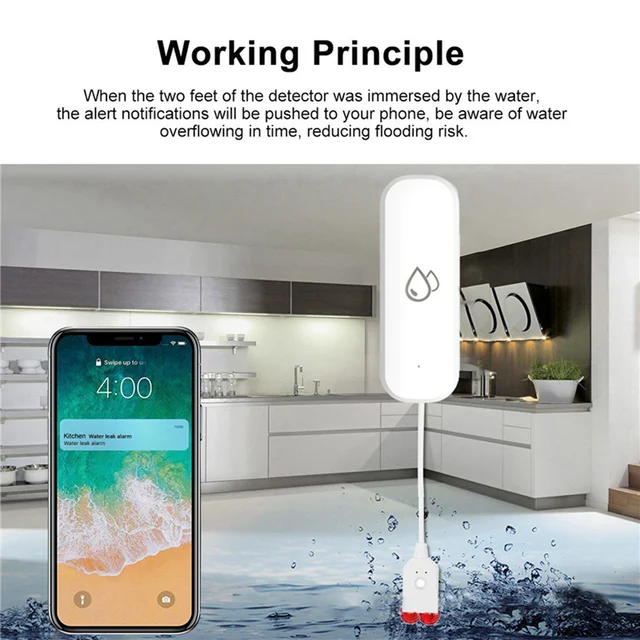 FORW-2X Tuya Water Leakage Sensor Detector Wifi Flood Water Leak Sensor Home Protection Alarm System Smart Life APP Control 2