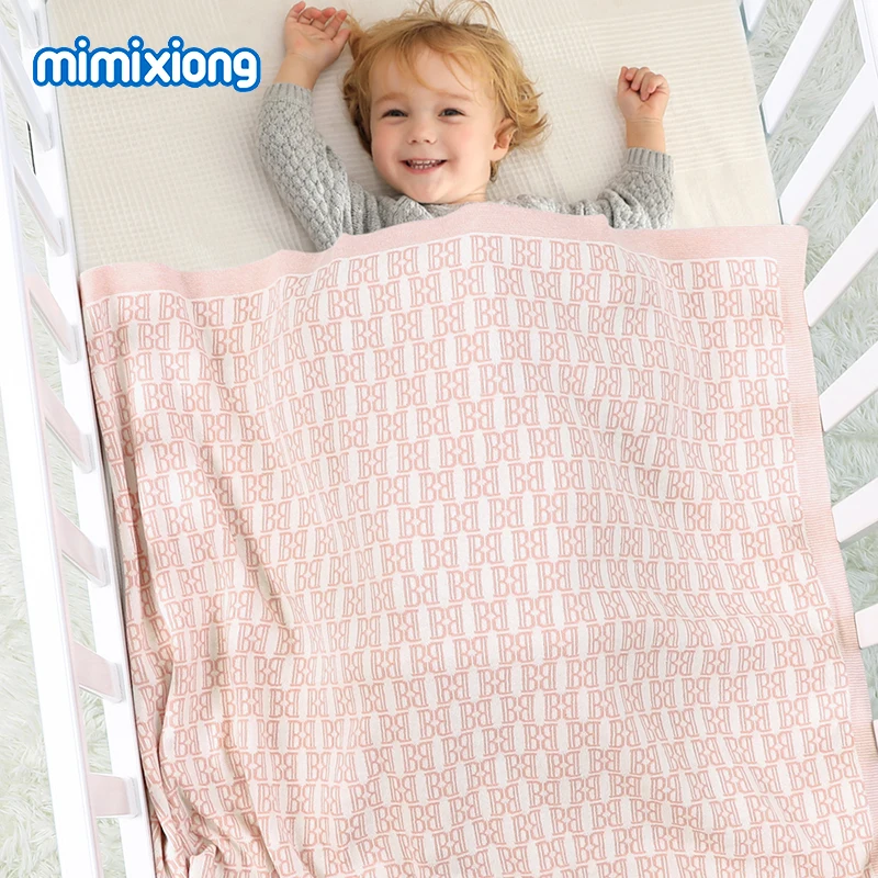 Baby Cotton Blankets for Newborn Boys Girls Knit Stroller Bassinet Swaddle Wrap Quilts 100*80cm Infant Receiving Mat Accessories