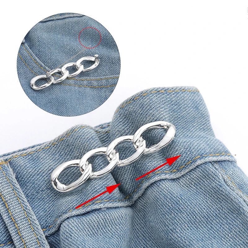 의류 브로치 허리 버클 조절 핀 허리 도구 허리 조절 가능 심리스 탈부착 가능 합금 DIY 체인 모양 라펠 핀
