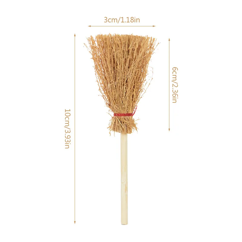 10/20pcs Mini Broom Witch Straw Brooms DIY Hanging Ornaments for Halloween Party Decoration Costume Props Dollhouse Accessories
