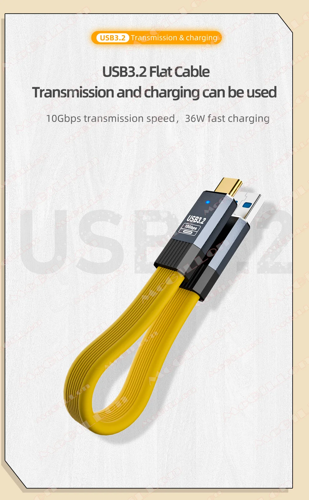 High-Speed USB A to Type C Cable with 36W Fast Charging and Data Transfer