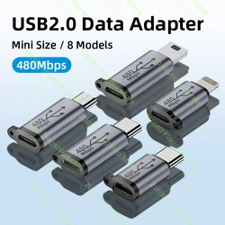 Type C/Micro USB/Mini USB/8-Pin to Micro USB/Type C/8-Pin Male to Female Connector Adapter For iPhone 14 Samsung Data Converter