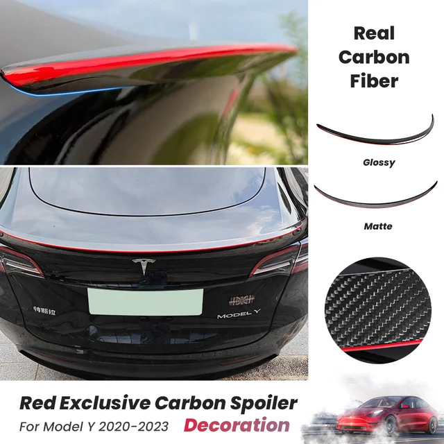 For 2020-2023 Tesla Model Y V Style Sport Carbon Fiber Trunk Lid Spoiler  Wing