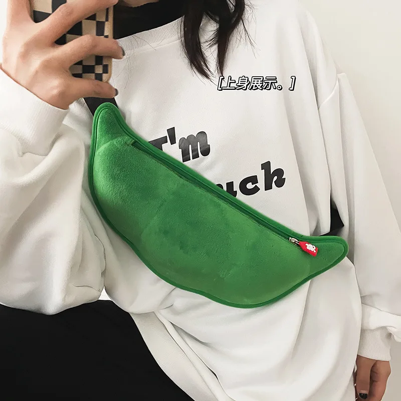 Bolso de pecho verde con forma de guisante para mujer, riñonera hombro cremallera, la moda, 2022| | - AliExpress