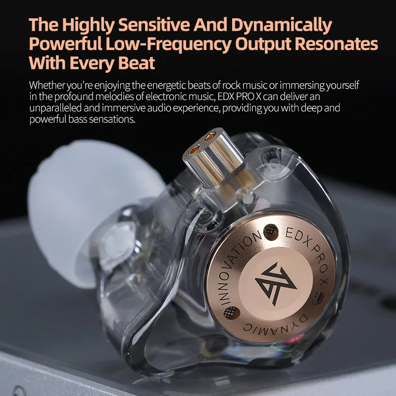 KZ EDX PRO X IEM Earphones Dynamic Drive HiFi Deep Bass Sound Earbud Sport Music Noise Cancelling Headset with Detachable Cable 4