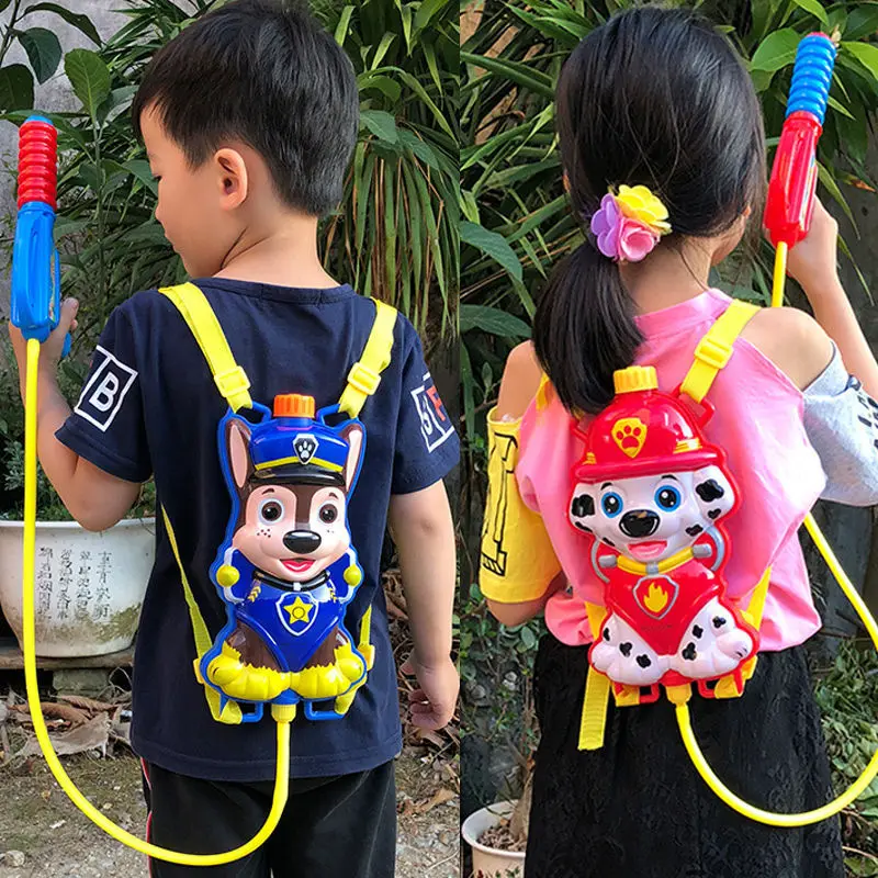 Paw Patrol Cartoon Strap Water Gun Bambini Outdoor Beach Play Giocattoli Interattivi Chase Anime Figures Pull-Out Type Water Gun Gift