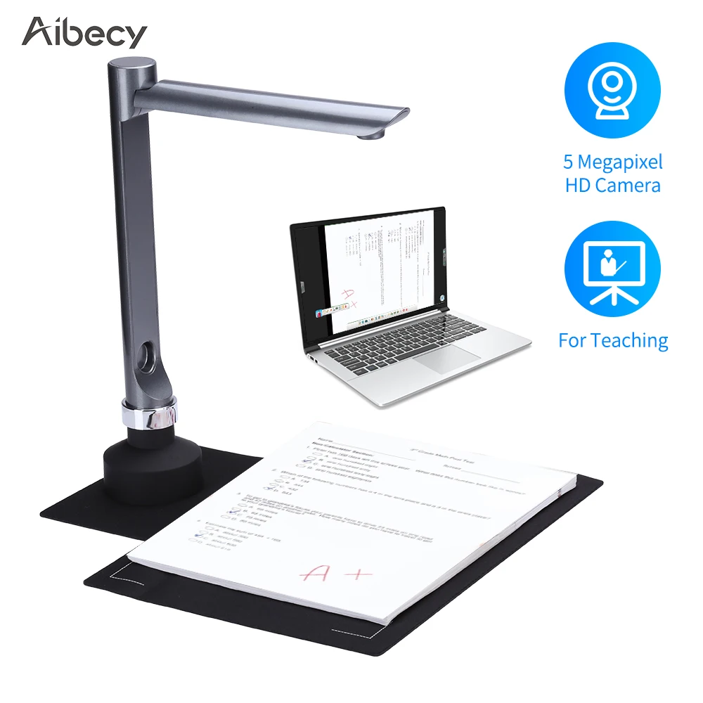 F60A USB Document Camera Scanner 5MP HD A4 Capture Size with LED Light Software for Online Teaching
