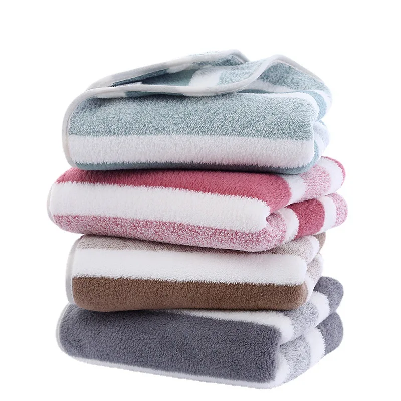 Striped Coral Fleece Quick-Drying Towel Set – Soft, Absorbent, and Stylish Bath Towels more colors