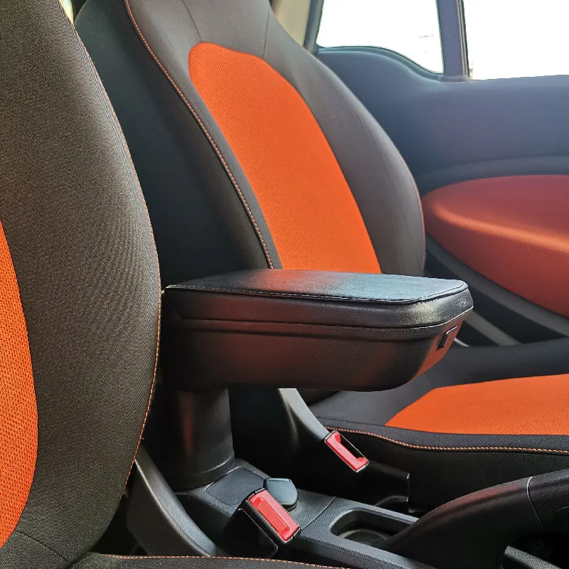 Bracciolo Compatibile Con Smart 453 ForTwo E ForFour E EQ Nero Laterali Bianchi E Cuciture Bianche Regolabile E Portaoggetti - Foto 11