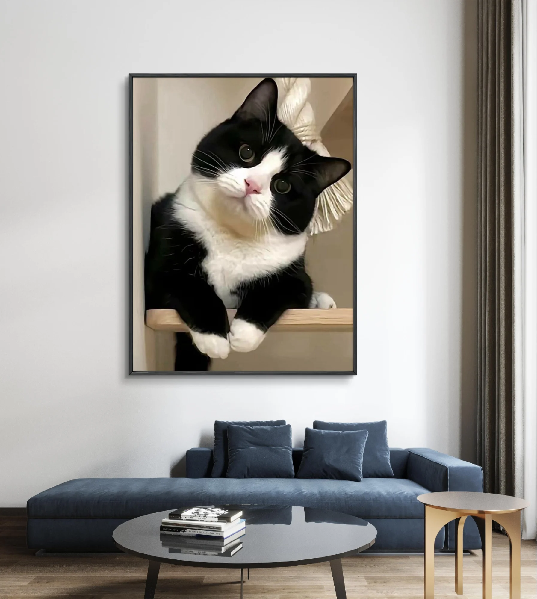 5D Diamond Painting Black And White Cat Portrait Home Wall Decor