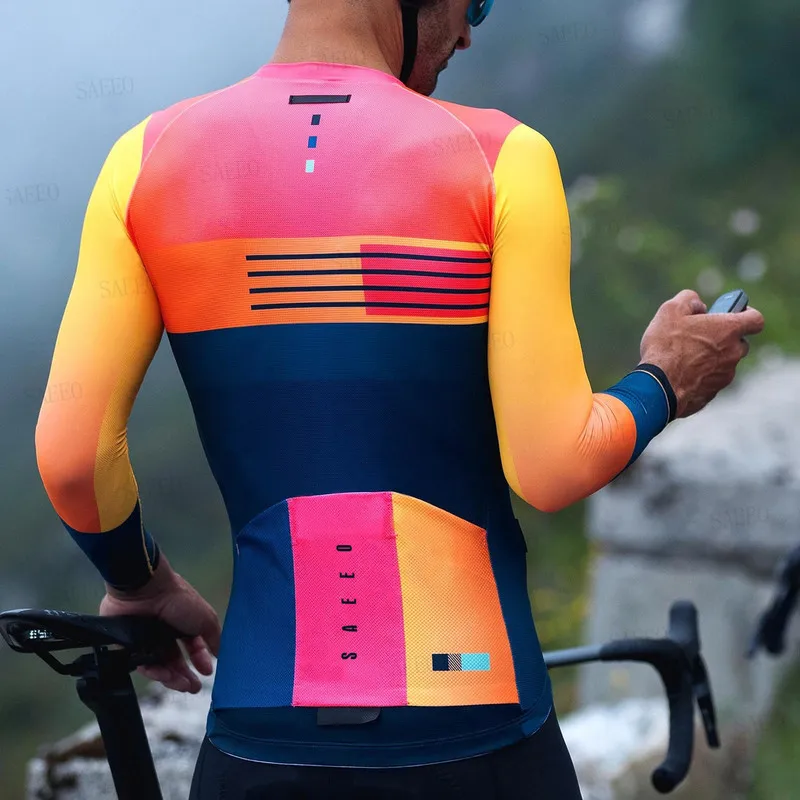 

Spain Team Winter Thermal Fleece Cycling Clothes Men Long Sleeve Jersey Suit Outdoor Riding Bike MTB Pants Clothing Jumpsuits