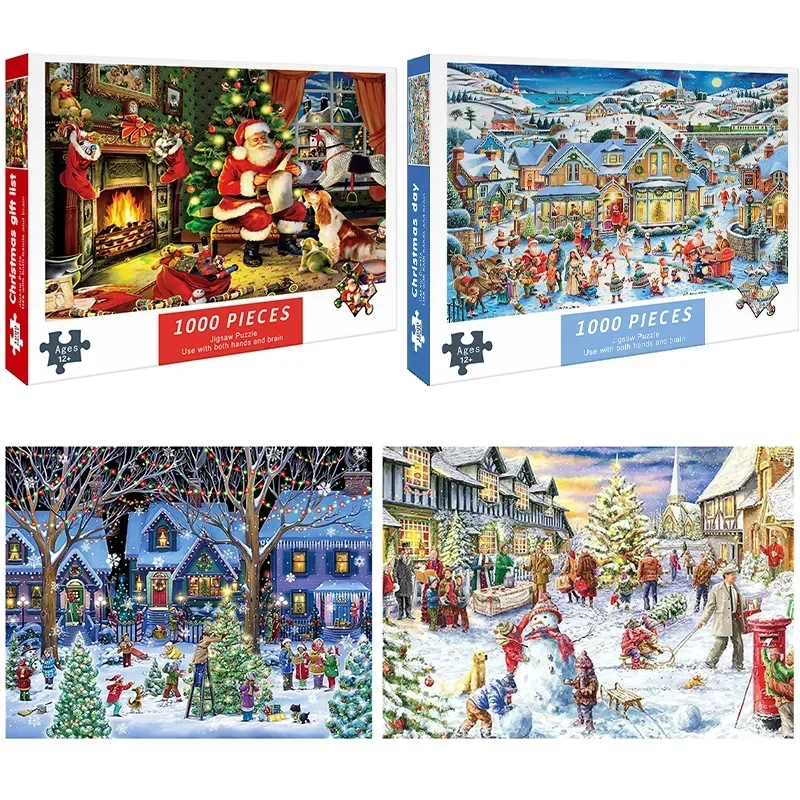 1000pcs Christmas Puzzle Santa Claus Paper DIY Educational Game Difficult Assemble Jigsaw Adult Children New Year Xmas Toys Gift