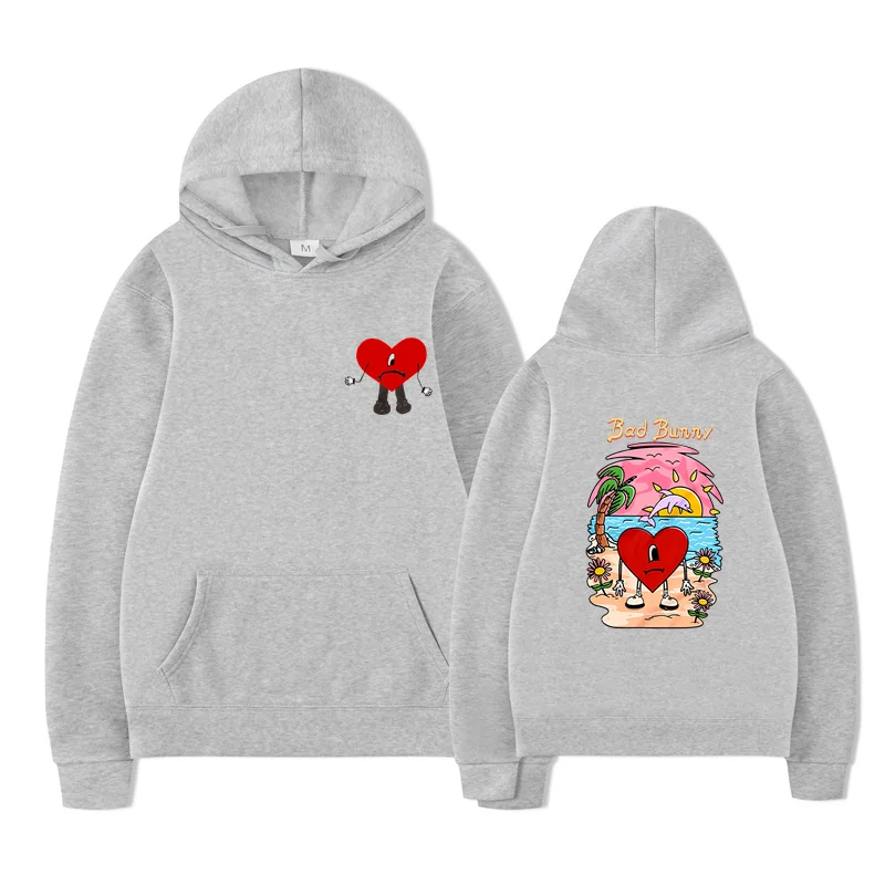 Bad Bunny UN VERANO SIN TI Pattern Double Sided Printed Hoodies Men Women Winter Sweatshirts Unisex Pullover Streetwear Coats for customized hoodies men hoodie