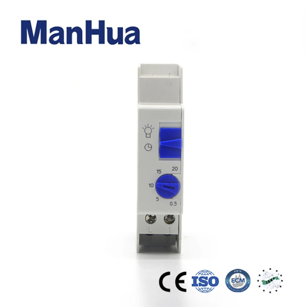 

ManHua HT-18 AC220-240V 16A 50/60Hz Din Rail Electronic Staircase Light Time Switch Timing Range 20minutes