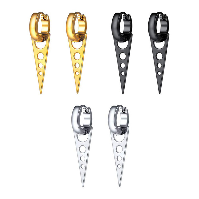 Pairs Black/Silver/Gold Color Punk Style Stainless Steel Spike Hoop Earrings Stud Earrings For Men Women Statement Jewelry