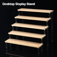 1-5 Tier Wood Acrylic Display Stand Cosmetic Organizer Display Riser Rack for Cupcake Perfume Doll Figure Shelf Home Storage 1