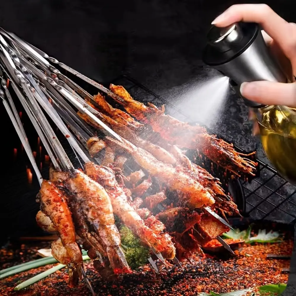 Oil Spray Bottle 200ML Stainless Steel Oil Spray Bottle Perfect for Kitchen Cooking & Air Fryer Bottle Glass Stainless Steel Oil Sprayer