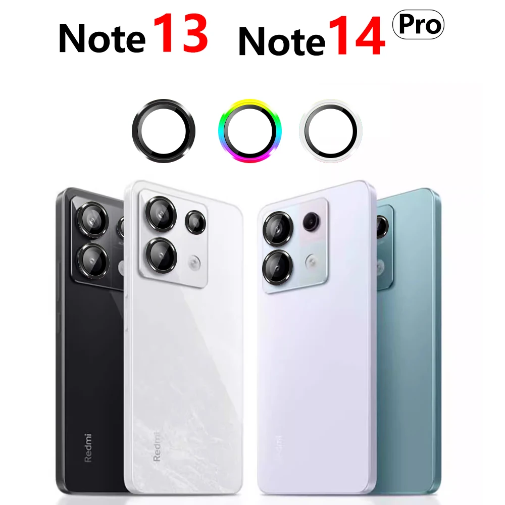 HD Tempered Glass 3D Camera Protector with Metal Rear Ring for Xiaomi Redmi Note Series