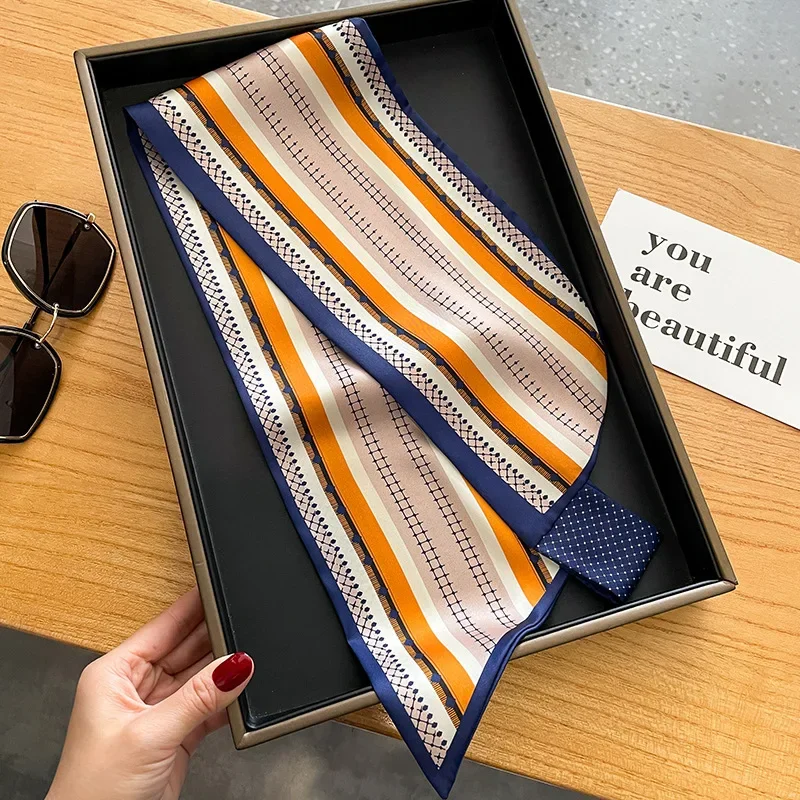Silk Neckerchief Scarf for Women Luxury Ribbon Skinny Design Satin Hand Wrist Wrap Headband Foulard Shawl Hair Bands Accessories 4
