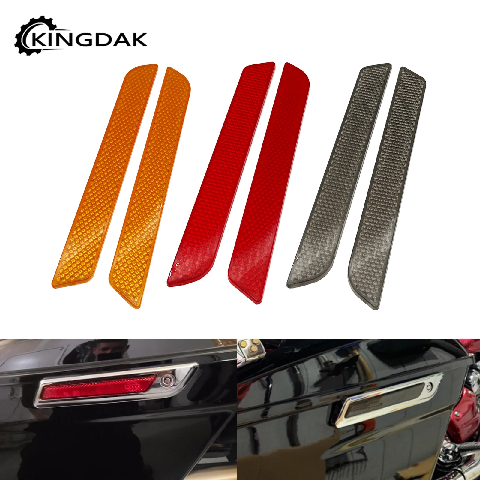 

2pcs Motorcycle Reflectors Stickers Safety Warning Saddlebag Guard Latch Covers For Harley Touring Electra Glide Ultra 2014-2023