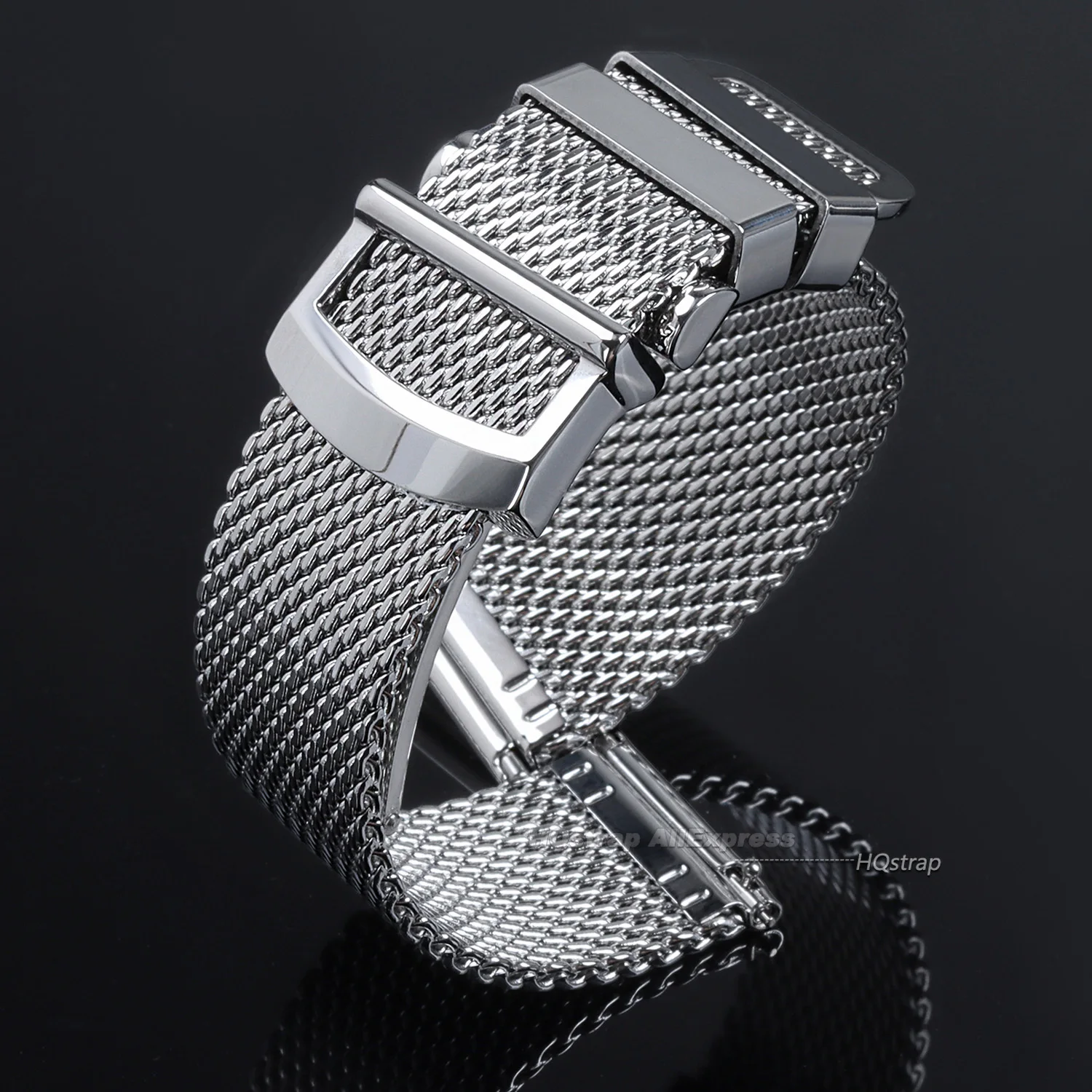 Elegant Milanese Mesh Watch Strap with Folding Buckle