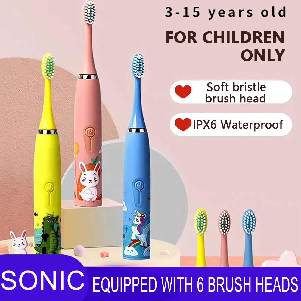 Electric toothbrush Children electric toothbrush with replace brush heads kids cartoon toothbrush ultrasonic sonic electric with 6 head